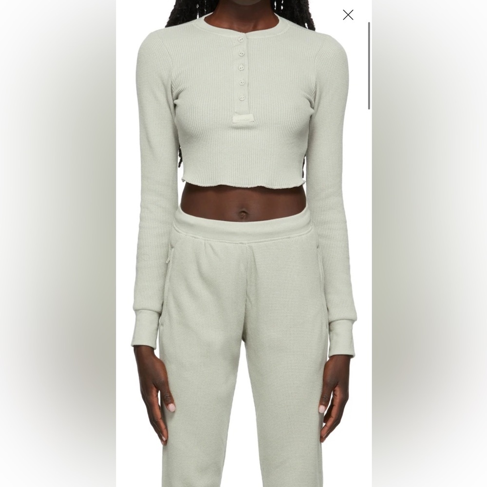 Skims waffle knit set in green size small